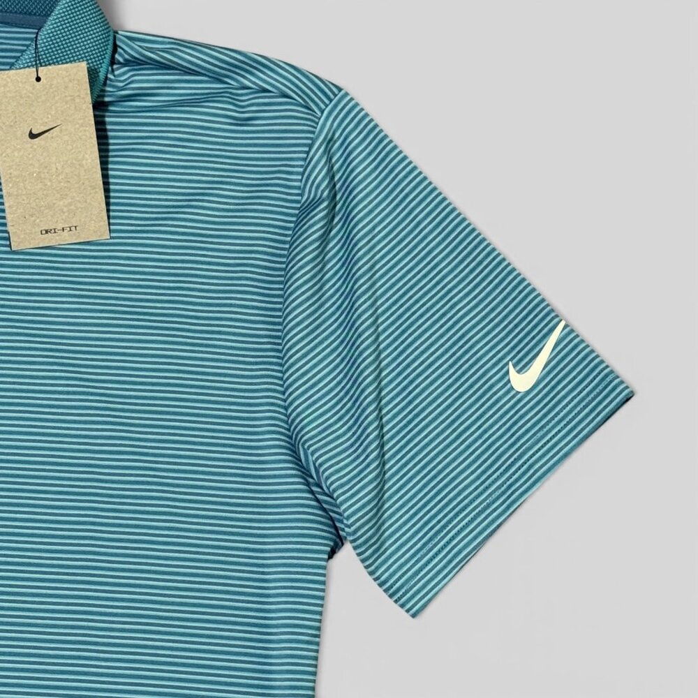 Nike Tour Mens Dri-FIT Golf Polo Shirt Small Striped Mineral Teal FZ7479-379 NEW - Picture 4 of 13